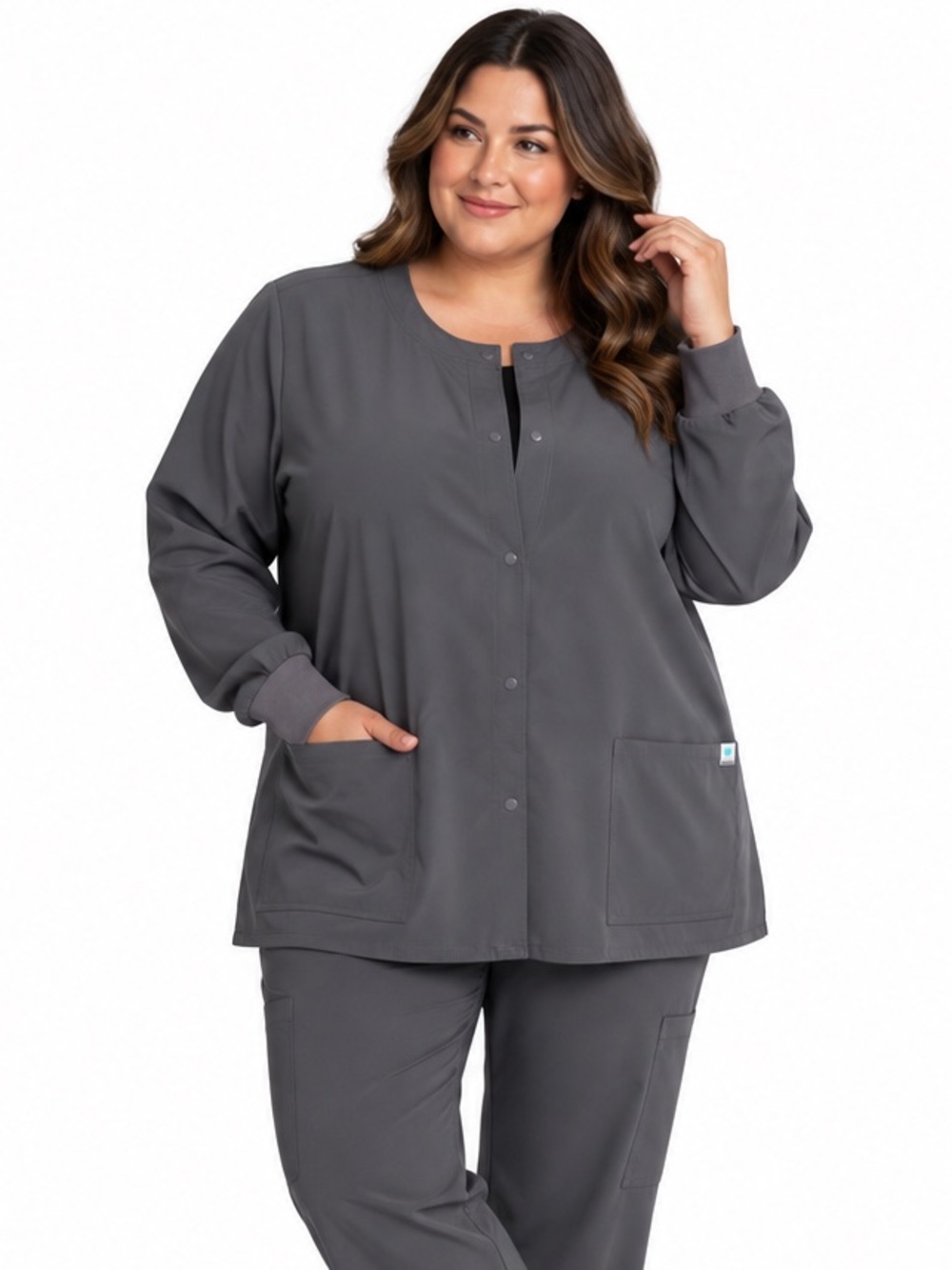 NWOT Scrubstar Performance 3XL Gray Snap Front Scrub Jacket Thumbholes